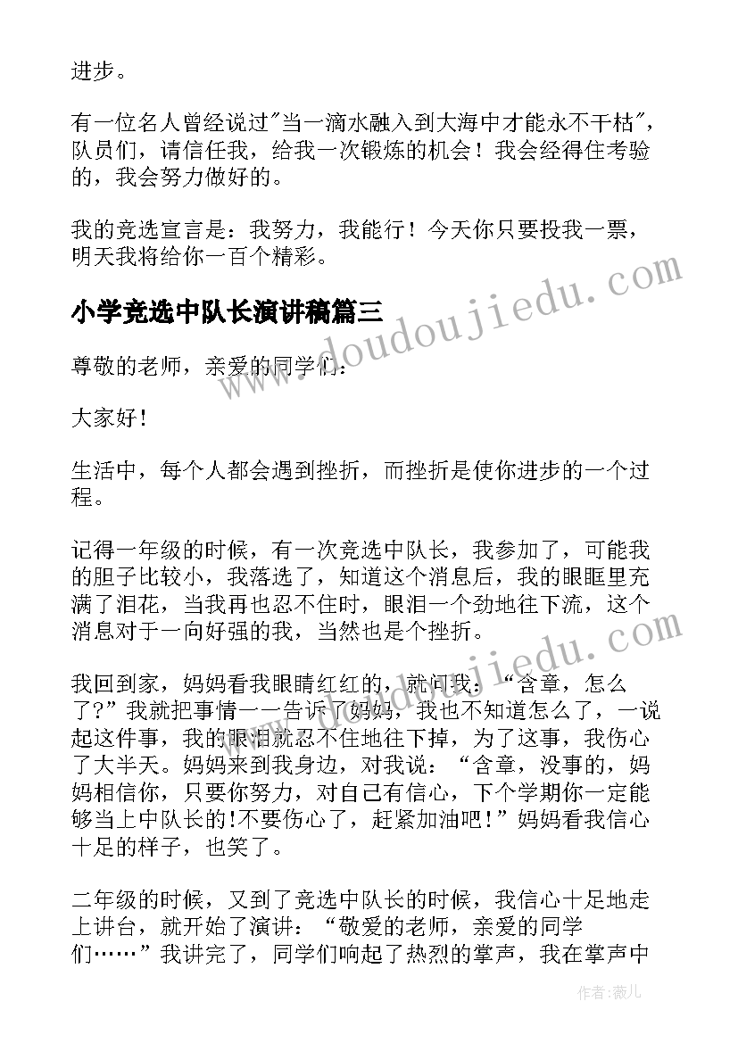 2023年小学竞选中队长演讲稿 中队长竞选演讲稿(实用10篇)