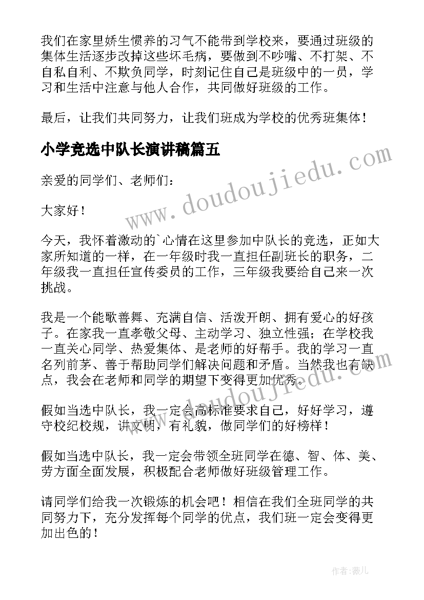 2023年小学竞选中队长演讲稿 中队长竞选演讲稿(实用10篇)