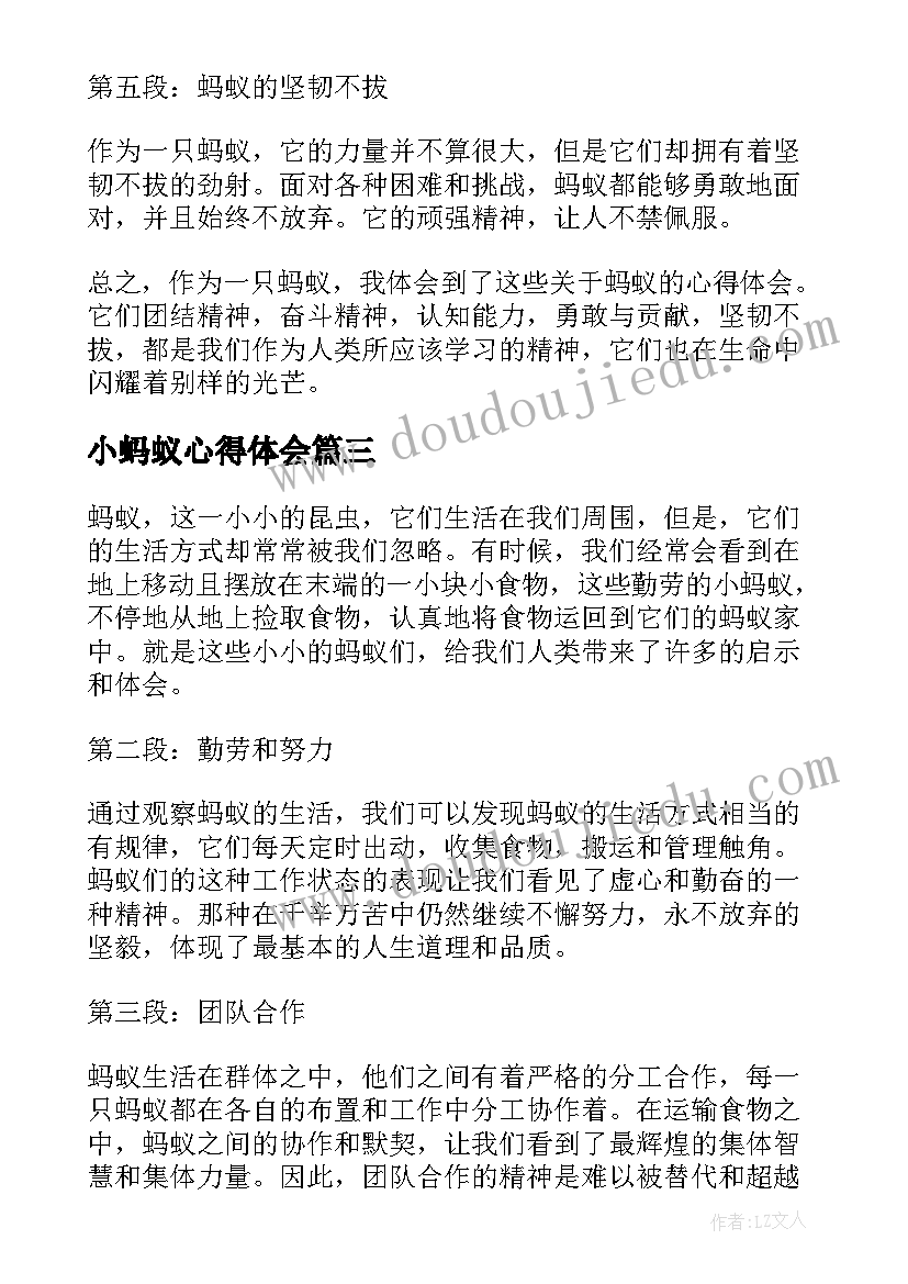 2023年小蚂蚁心得体会 观察蚂蚁心得体会(优秀5篇)