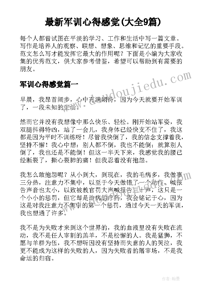 最新军训心得感觉(大全9篇)