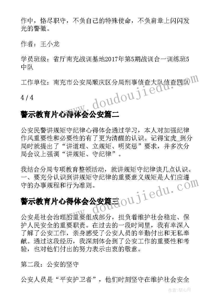 警示教育片心得体会公安 公安战训心得体会(大全10篇)