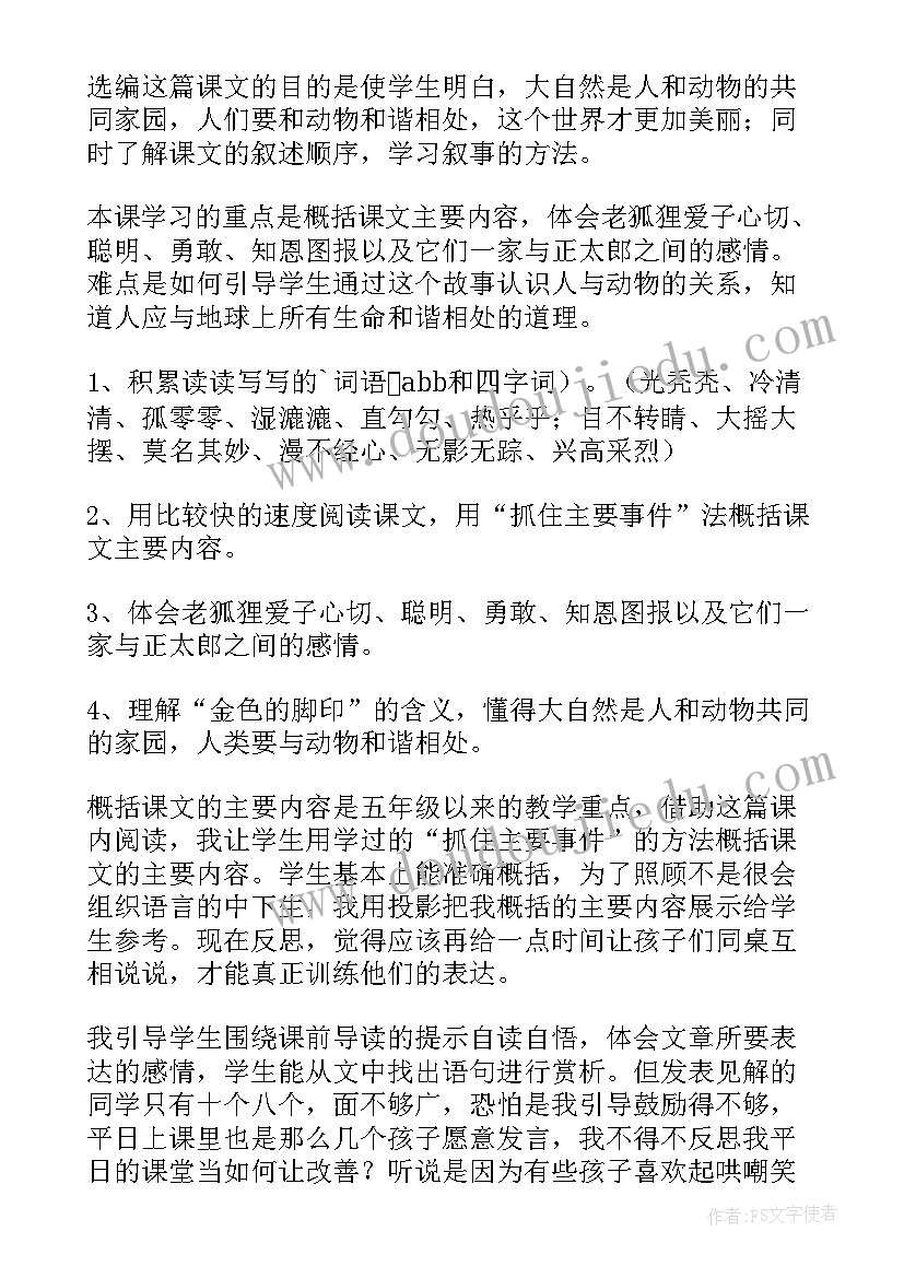 2023年金色的脚印的教学反思 金色的脚印教学反思(优秀5篇)