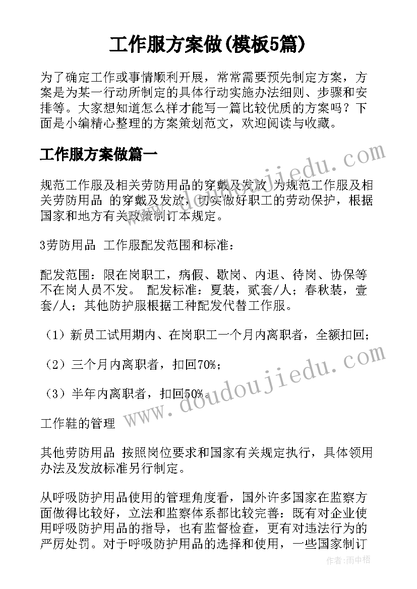 工作服方案做(模板5篇)