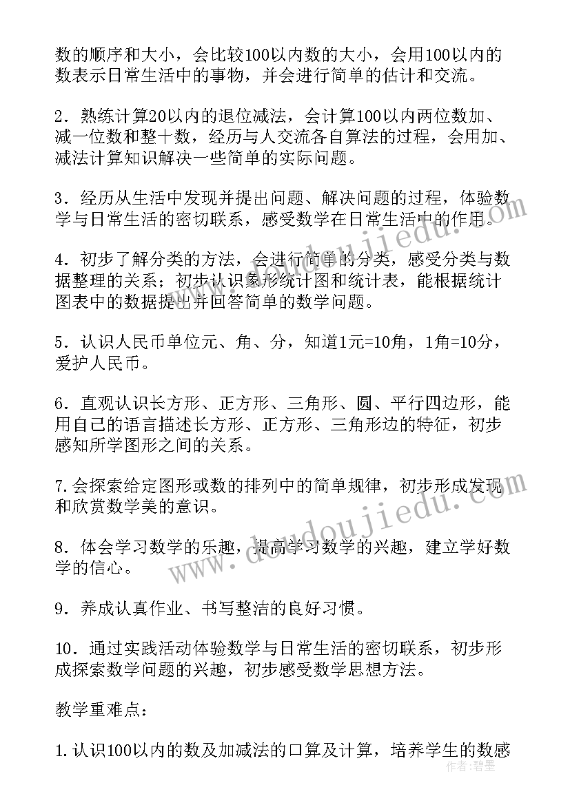 s版一年级数学学科计划 一年级数学科教学计划(实用7篇)