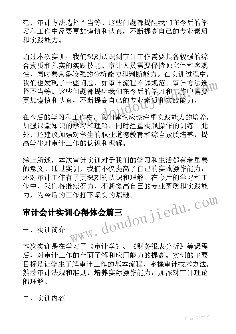 最新审计会计实训心得体会(优质5篇)