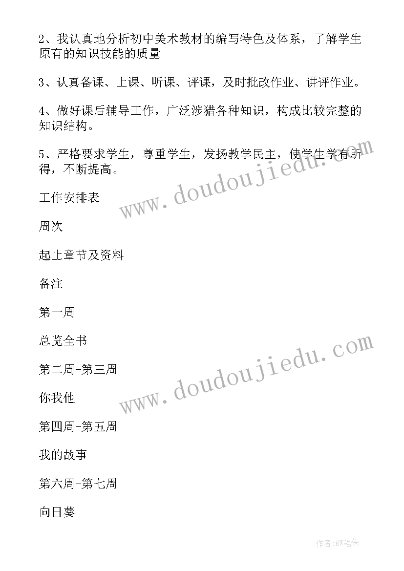 最新七年级美术教师工作计划 七年级美术教学工作计划(精选5篇)