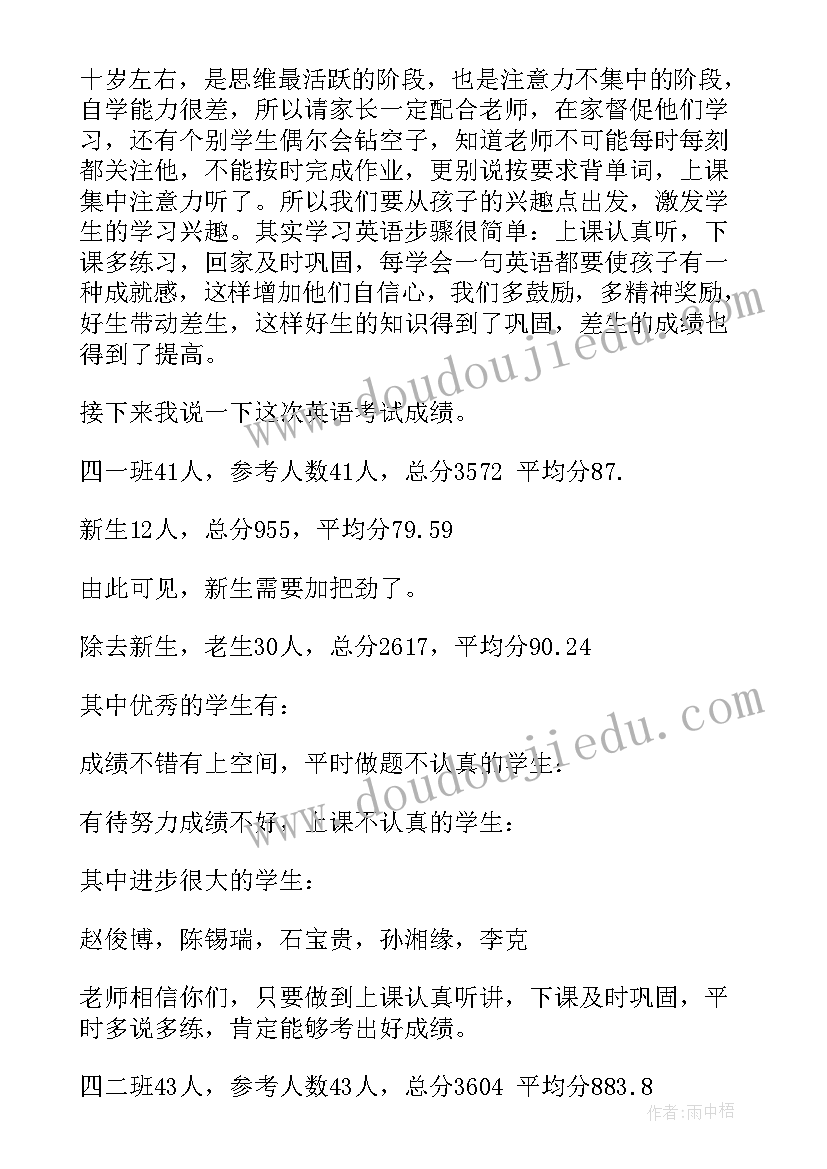 最新小学四年级期试家长会家长代表发言稿 小学四年级家长会教师代表发言稿(实用5篇)