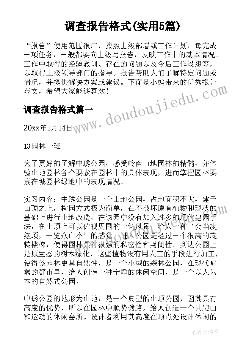 调查报告格式(实用5篇)