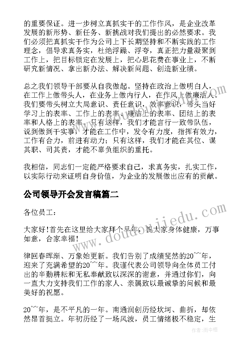 公司领导开会发言稿(实用5篇)