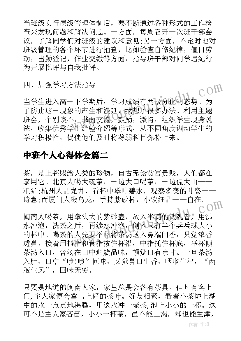 2023年中班个人心得体会(通用5篇)