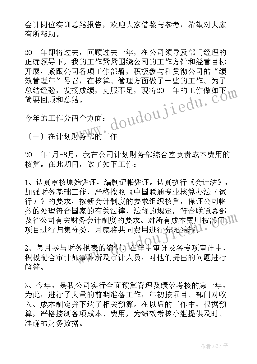 最新大二会计实训总结报告(优秀5篇)