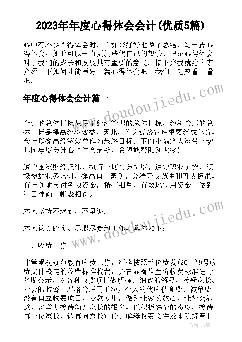 2023年年度心得体会会计(优质5篇)