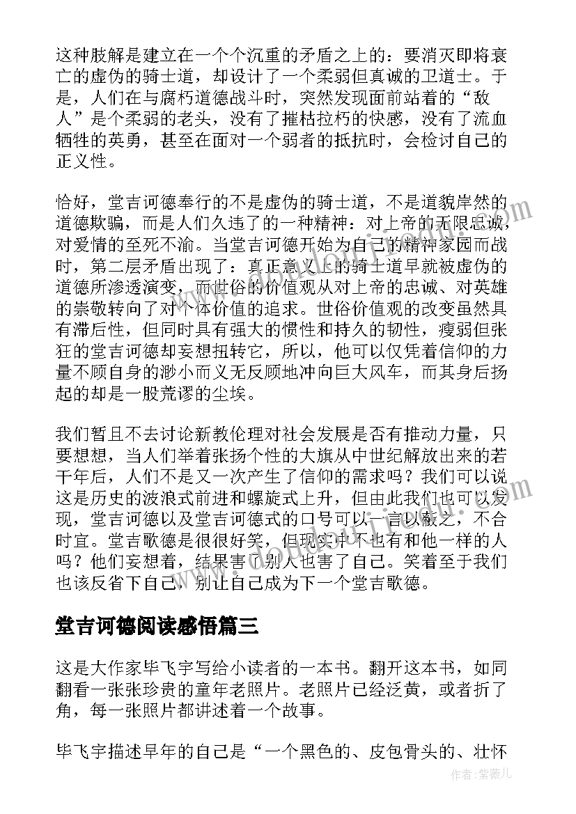 最新堂吉诃德阅读感悟(模板7篇)