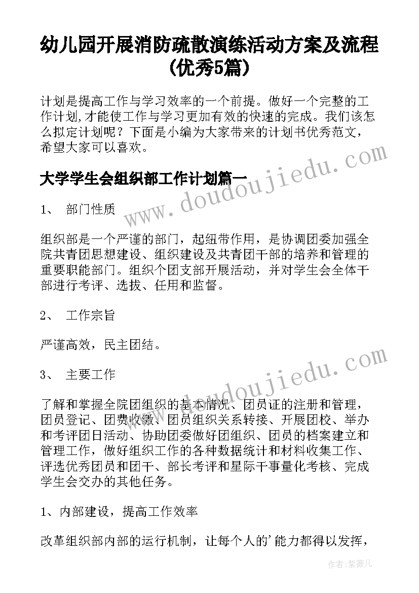 幼儿园开展消防疏散演练活动方案及流程(优秀5篇)