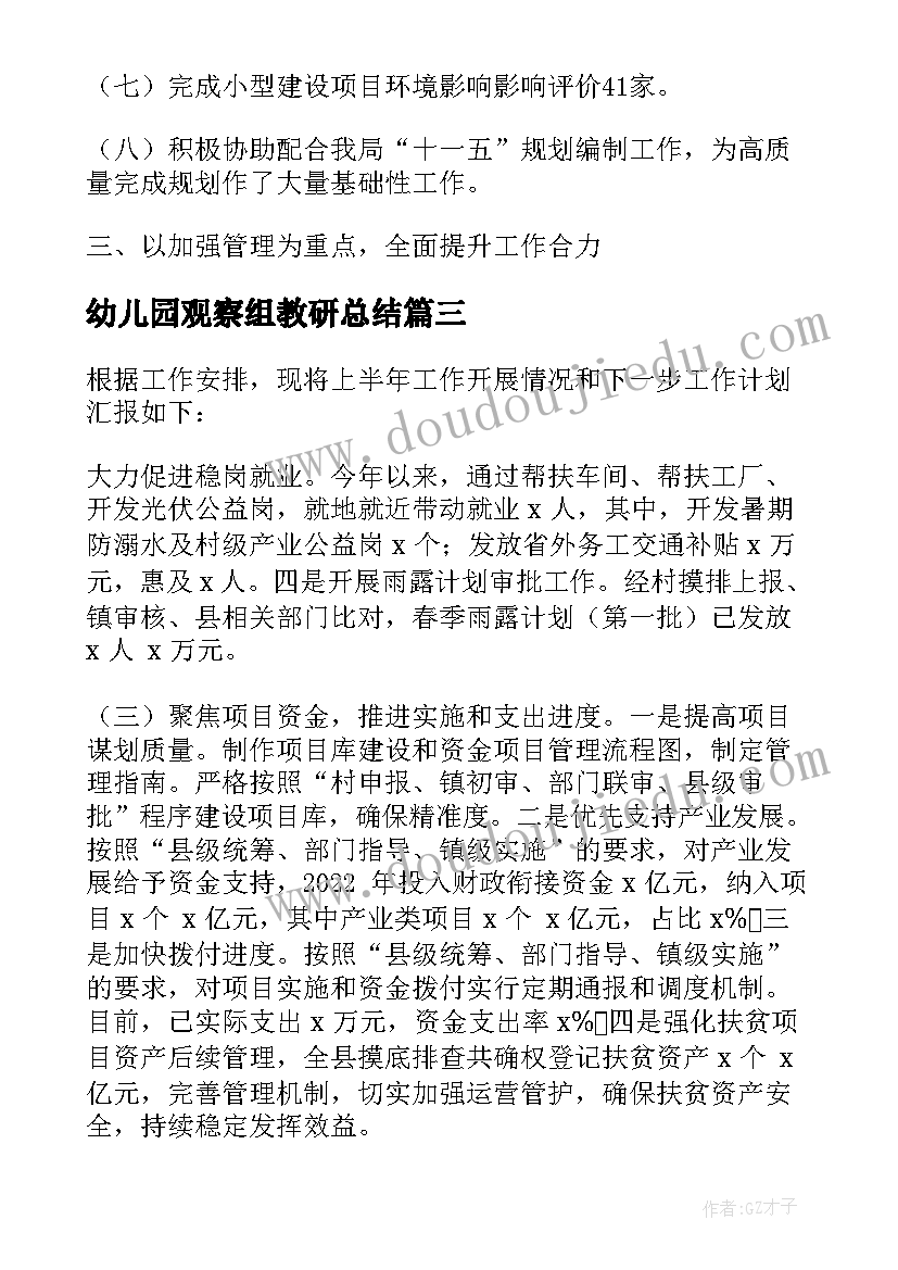 幼儿园观察组教研总结 个案观察工作总结(优质5篇)