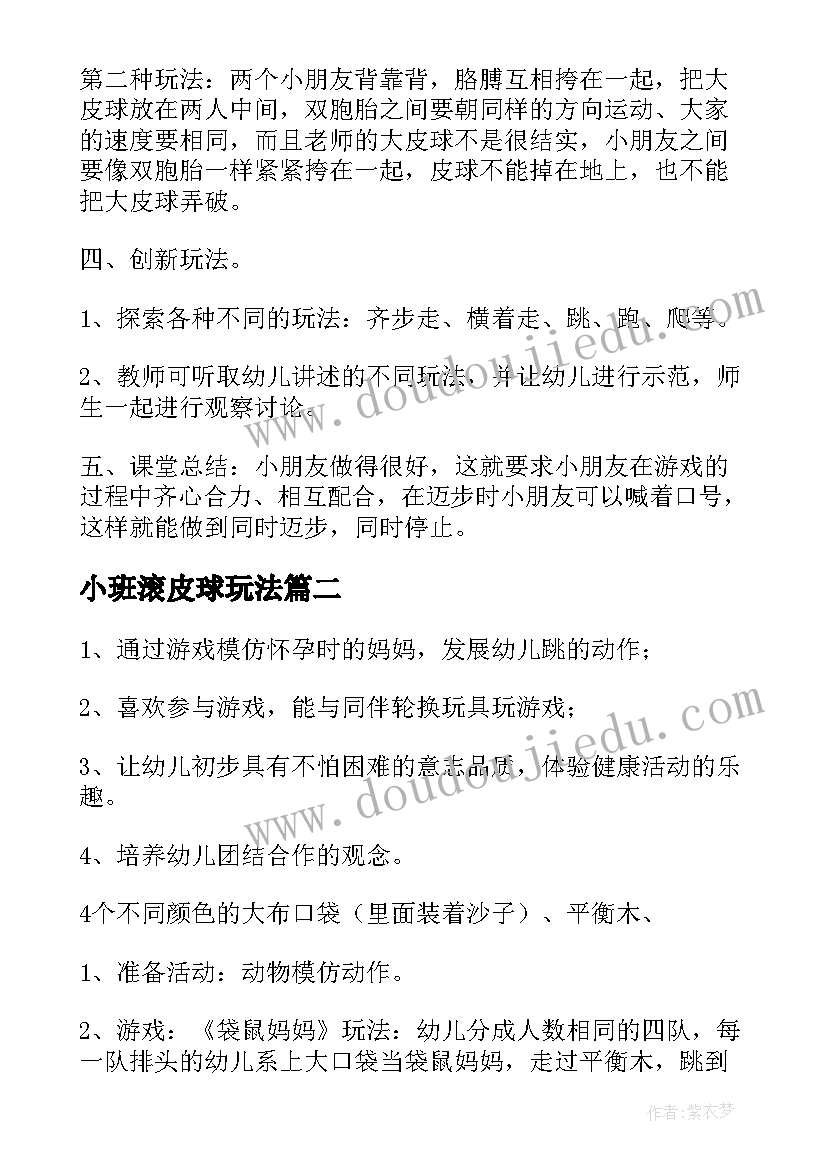 最新小班滚皮球玩法 小班体育活动教案双胞胎(优质5篇)