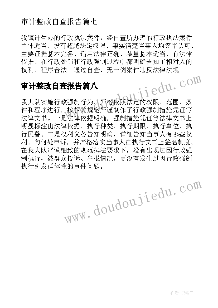 最新审计整改自查报告(优秀8篇)