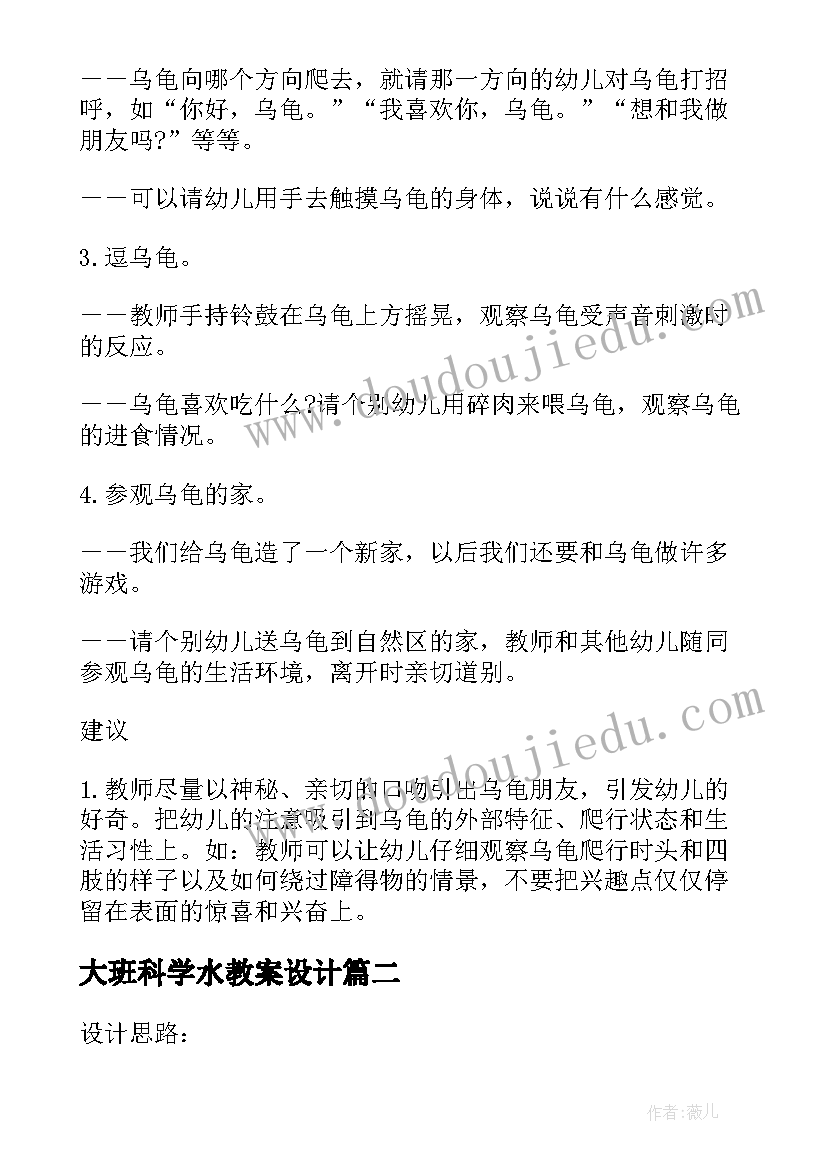 最新大班科学水教案设计(优质5篇)