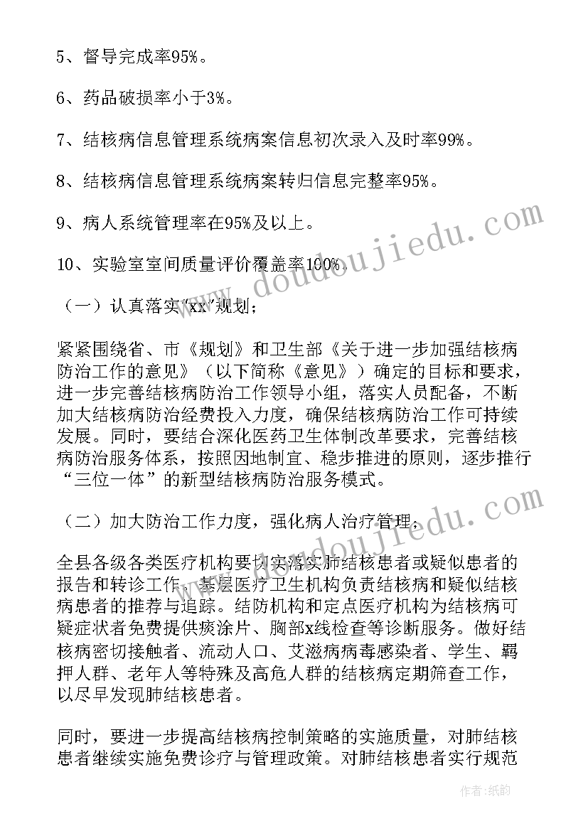 公共卫生结核防治工作计划表 结核病防治工作计划(优秀10篇)