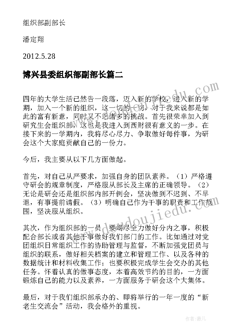 博兴县委组织部副部长 组织部副部长主管党建工作总结(精选5篇)