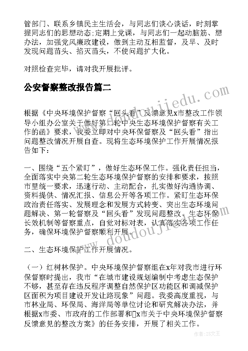 2023年公安督察整改报告(精选5篇)