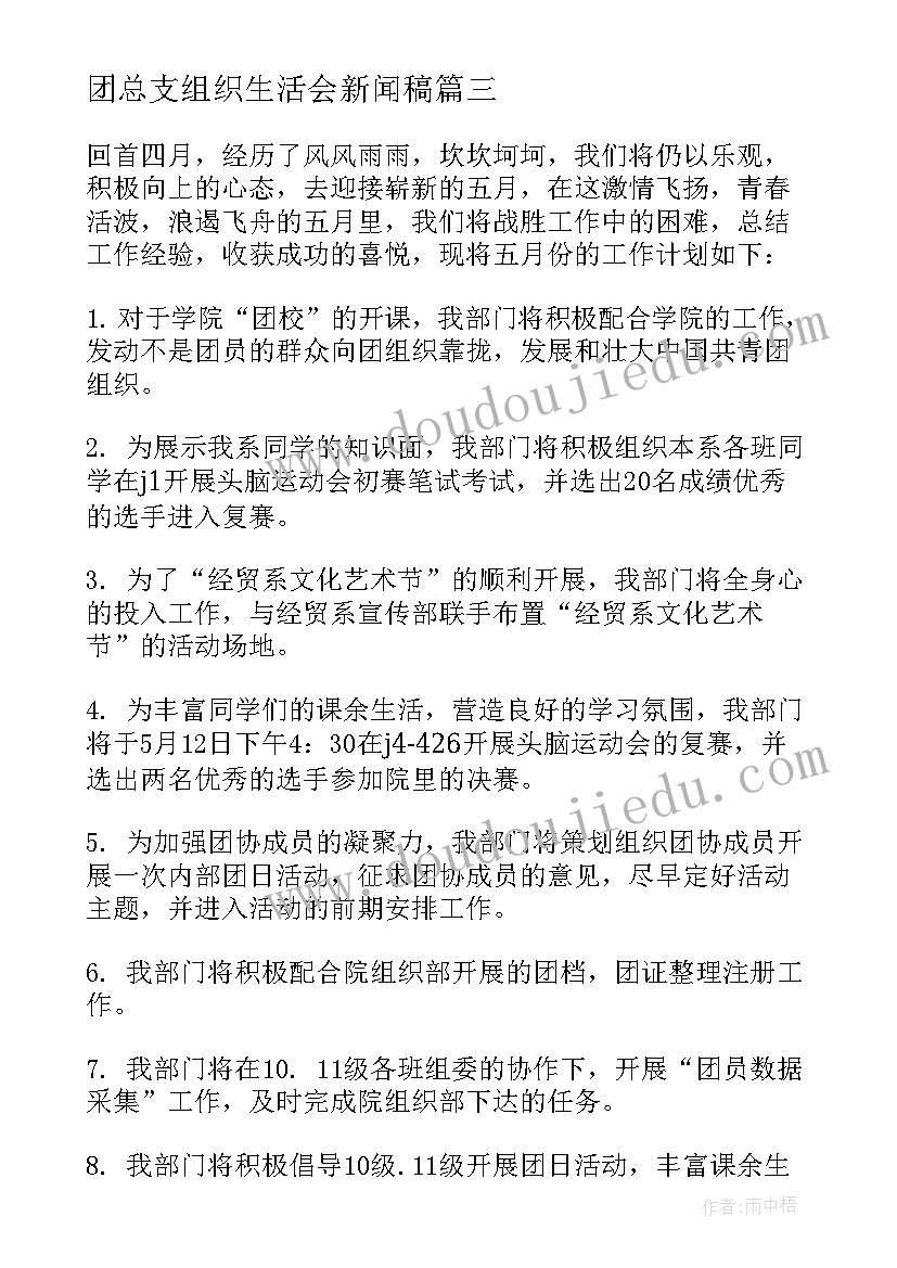 2023年团总支组织生活会新闻稿(实用5篇)