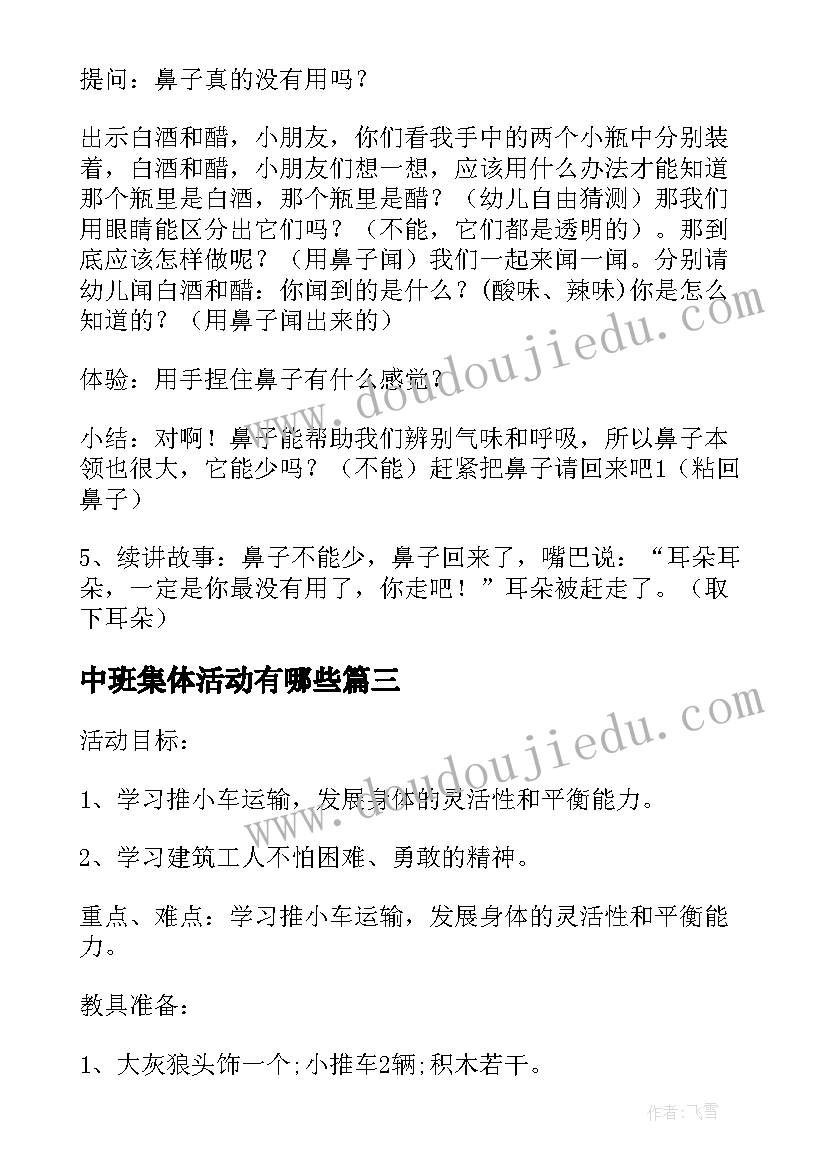 中班集体活动有哪些 幼儿中班区域活动教案(大全5篇)