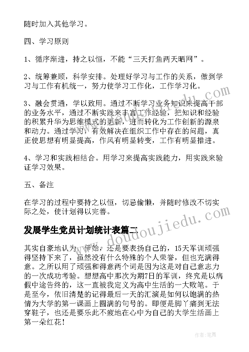 发展学生党员计划统计表(优质5篇)