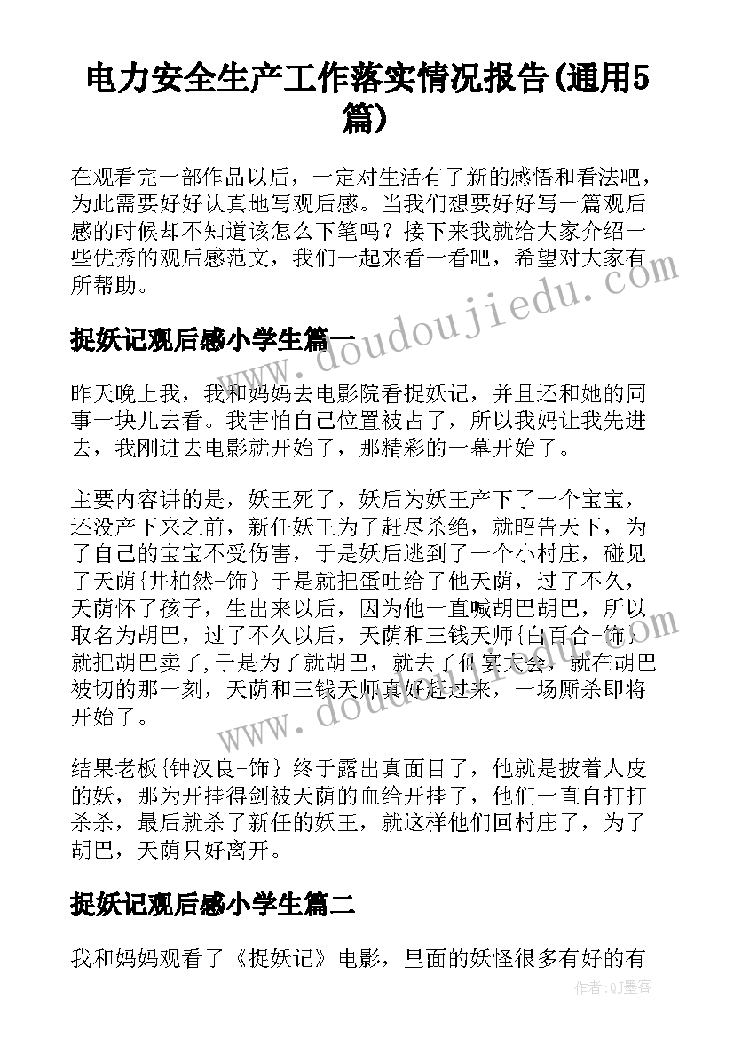 电力安全生产工作落实情况报告(通用5篇)