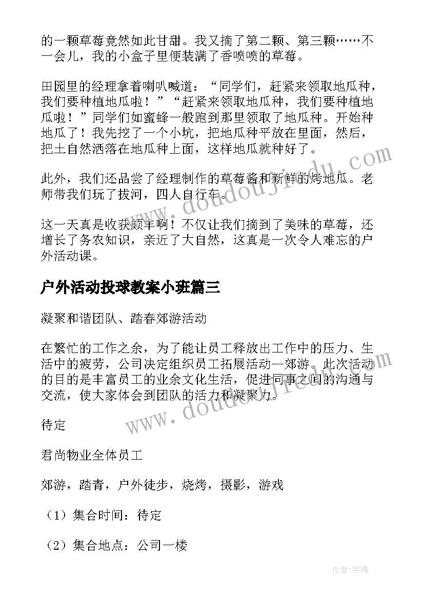 2023年户外活动投球教案小班(汇总7篇)