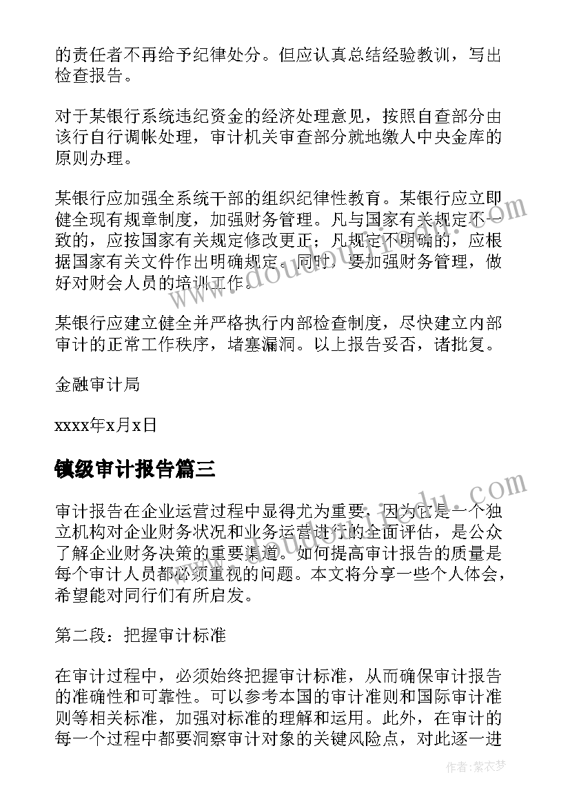 2023年镇级审计报告(大全8篇)