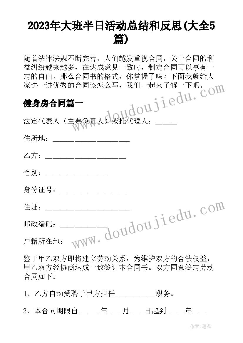 2023年大班半日活动总结和反思(大全5篇)