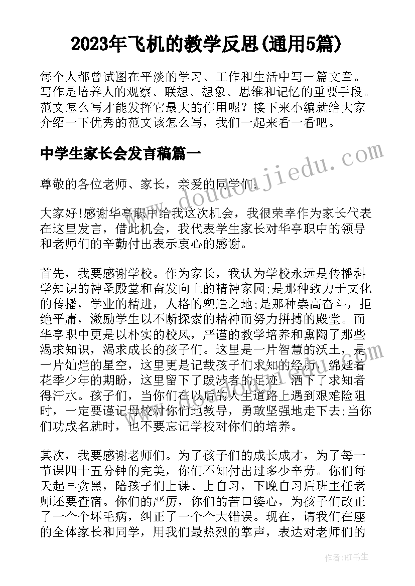 2023年飞机的教学反思(通用5篇)