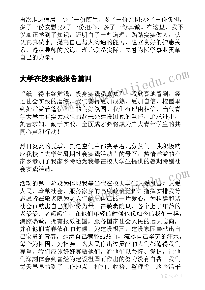 2023年大学在校实践报告(模板7篇)