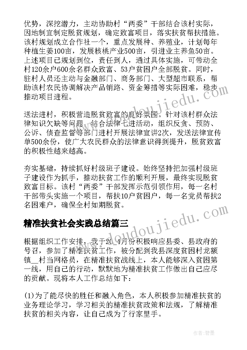 精准扶贫社会实践总结(优秀5篇)