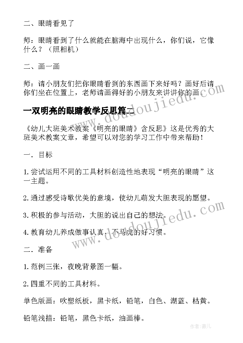 最新一双明亮的眼睛教学反思 明亮的眼睛教学反思(优质5篇)