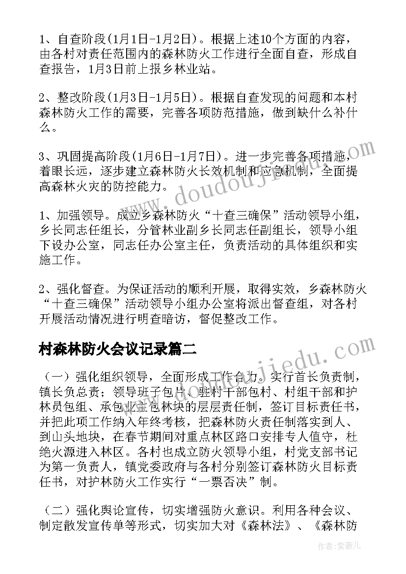 2023年村森林防火会议记录(模板5篇)