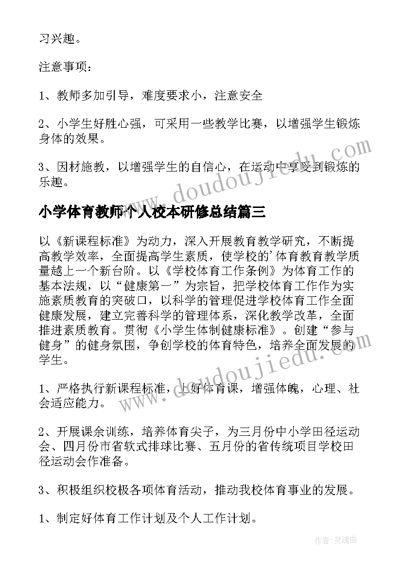 2023年小学体育教师个人校本研修总结 小学体育老师个人工作计划(通用5篇)