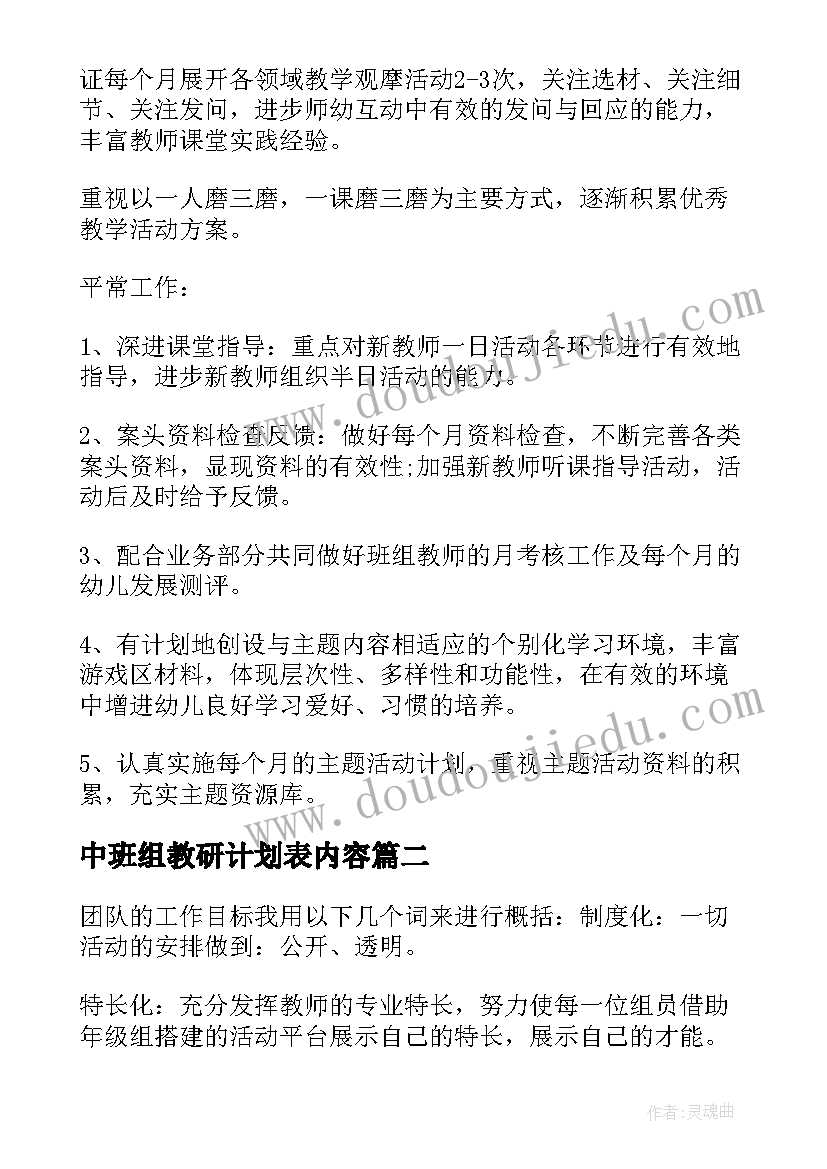 最新中班组教研计划表内容(汇总5篇)