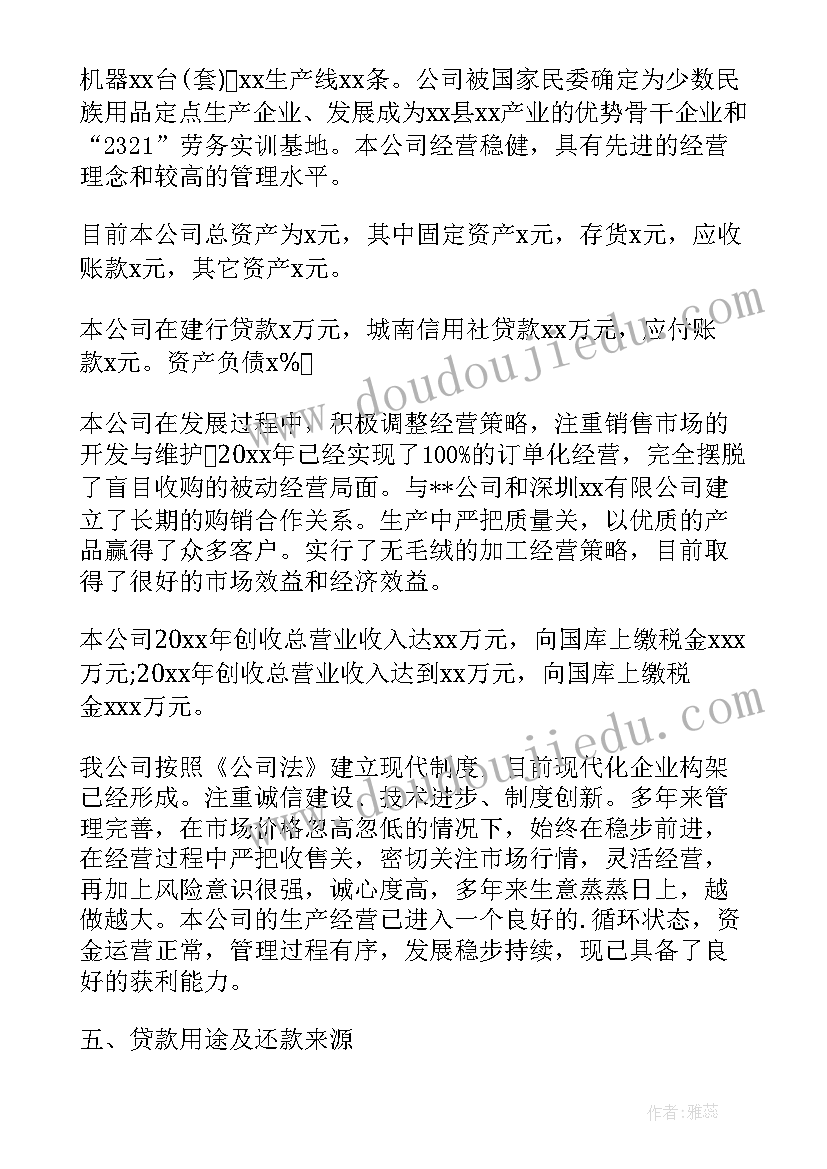 2023年企业贷款报告(通用5篇)