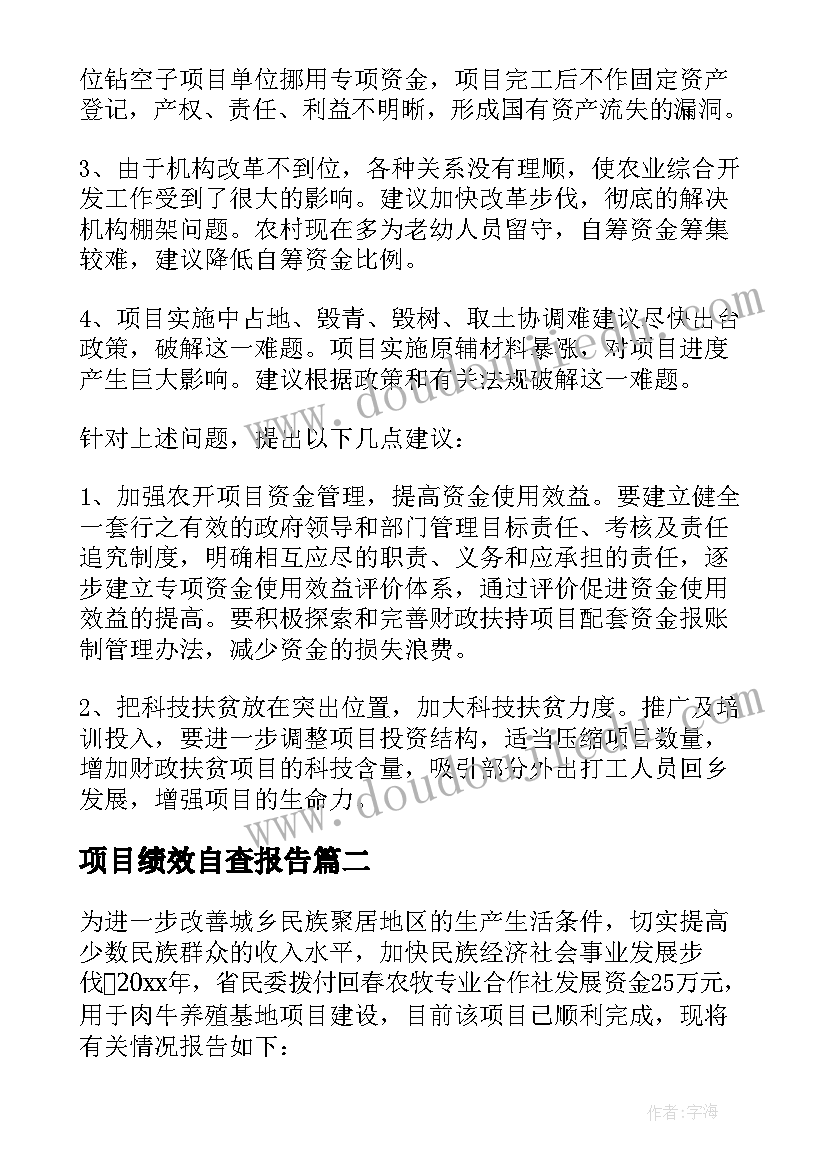 最新项目绩效自查报告(优质5篇)