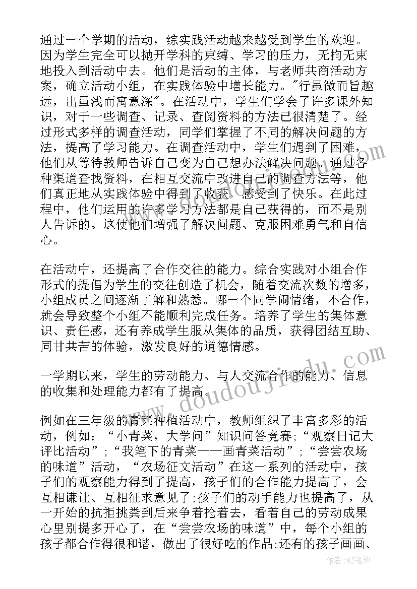 小学全校综合实践活动总结(汇总6篇)