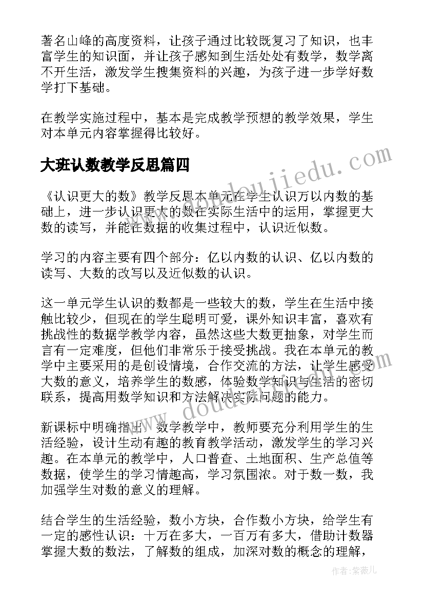 大班认数教学反思 认数教学反思(大全5篇)