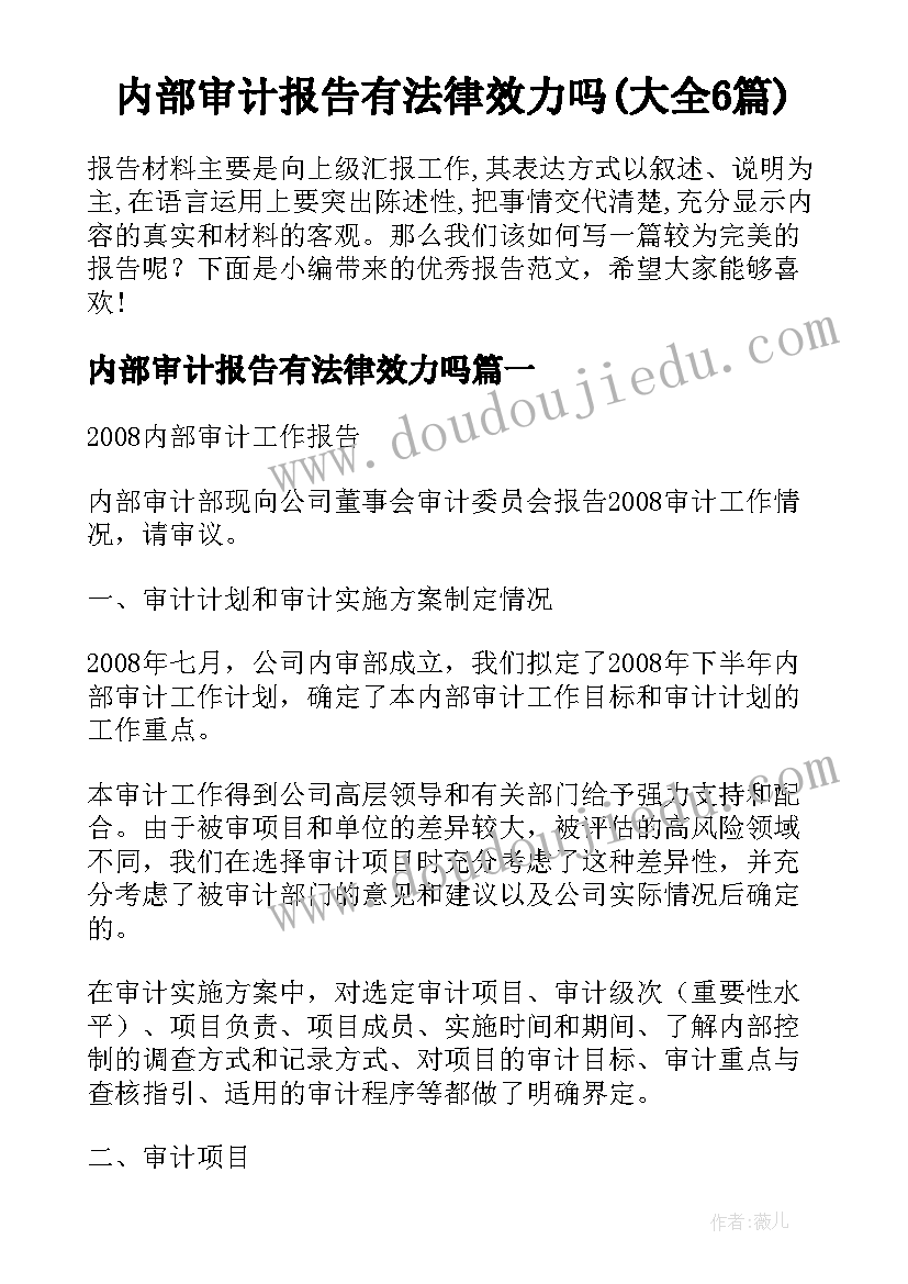 内部审计报告有法律效力吗(大全6篇)