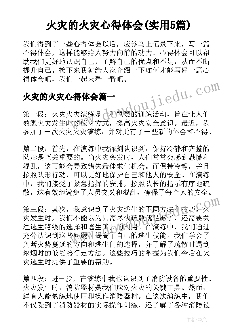 火灾的火灾心得体会(实用5篇)