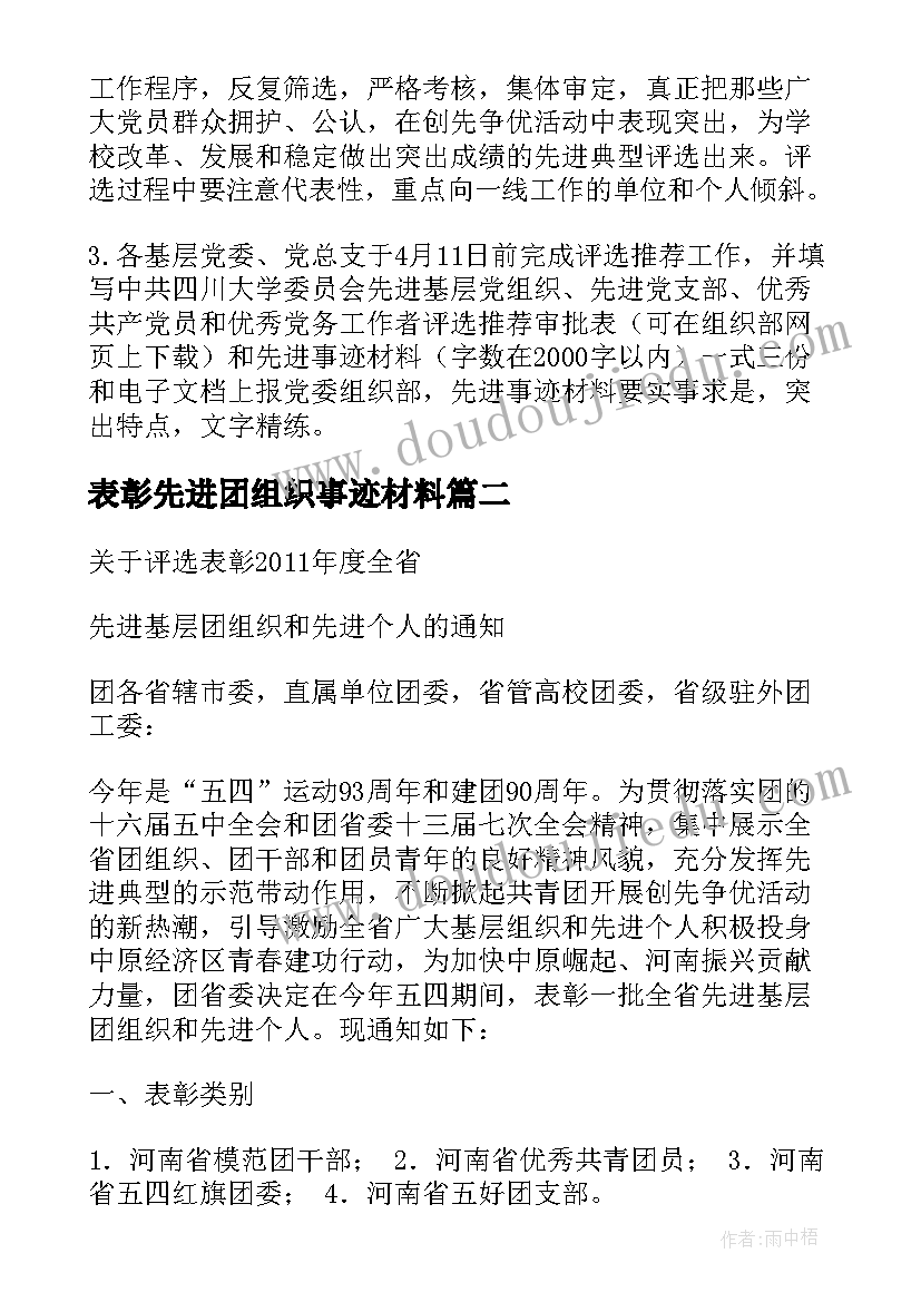 2023年表彰先进团组织事迹材料(通用5篇)