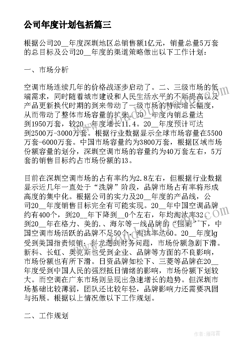 最新公司年度计划包括(优秀8篇)