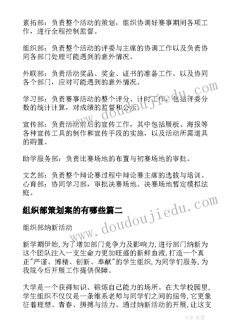 2023年组织部策划案的有哪些(优质5篇)