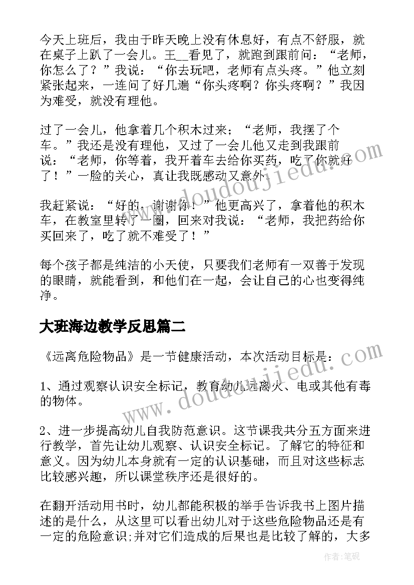 2023年大班海边教学反思(实用6篇)