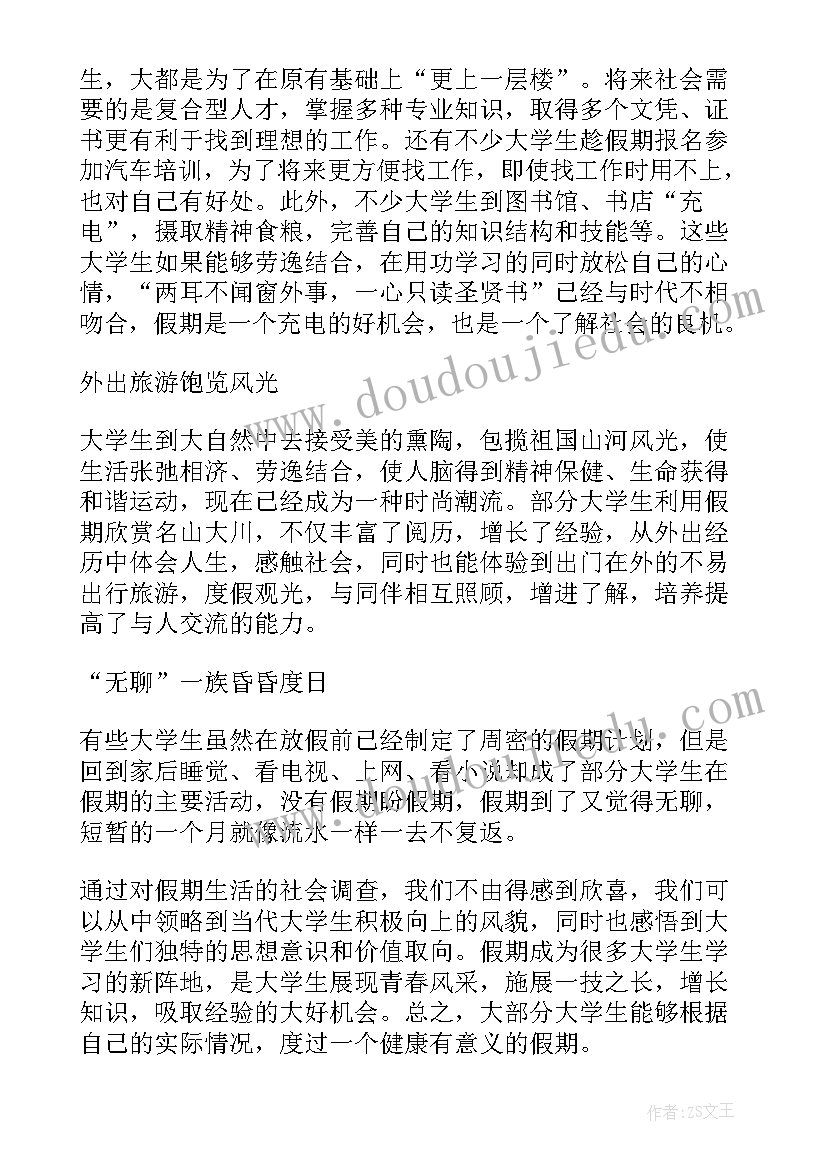 大学生假期调研报告(精选5篇)